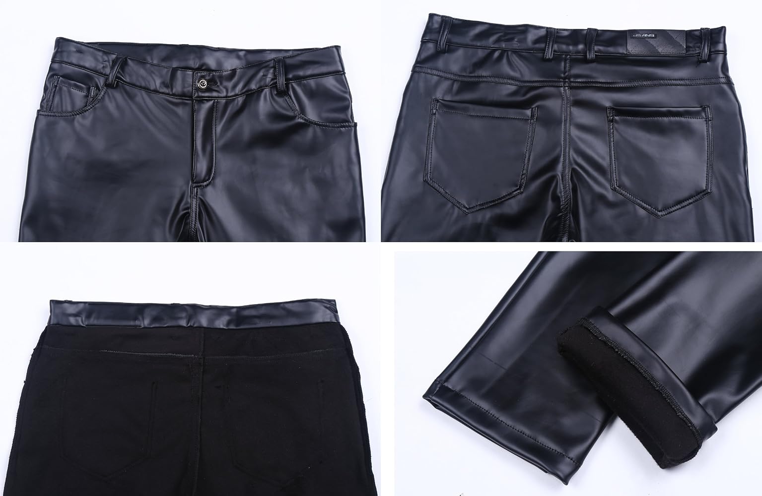Idopy Men`s Business Slim Fit Five Pockets Faux Leather