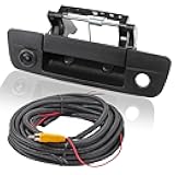 EWAY Tailgate Handle Backup Camera for 2009-2017 Dodge Ram 1500 2500 3500, Replacement Locking Tailgate Liftgate Latch Door Handle Rear View Reverse Back Up Camera RCA Connector with Key Hole