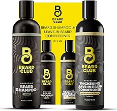 The Beard Club Beard Wash and Conditioner Set – Facial Hair Shampoo & Leave-In Conditioner for Men – Hydrating, Softener Mens Face Wash Grooming Care Gift Kit