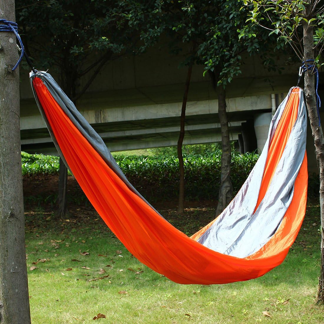 Travel Beach, Yard Household, Courtyard Nylon, Double Nest Swing, Sleeping Bed, Lightweight, Parachute Portable Hanging, Hammock with, Carabiners Gray Red (id: a78 339 167 c98 6b7