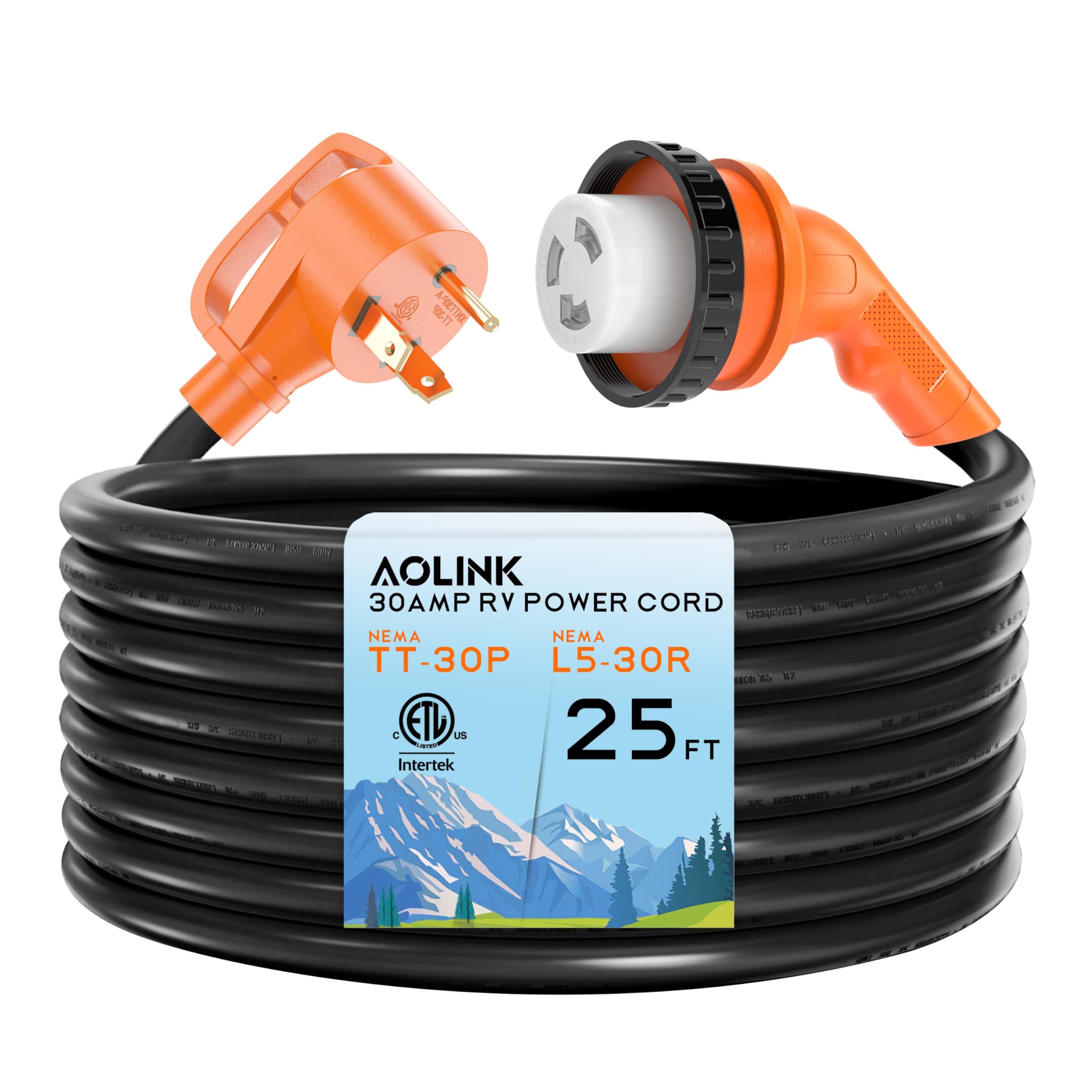 30 Amp 25 Feet RV Power Cord with 135° Designed Handle