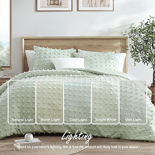 Miniatura 4 de Swift Home Juego de edredón alternativo de plumón de 2 piezas para cama individualindividual XL, color salvia con pompones para todas las