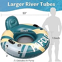 Vista 2 de River Tubes for Floating Heavy Duty, Pool Float Adult, 53" Inflatable Float Tube for Beach Lake Rafting, River Floats with Mesh Bottom