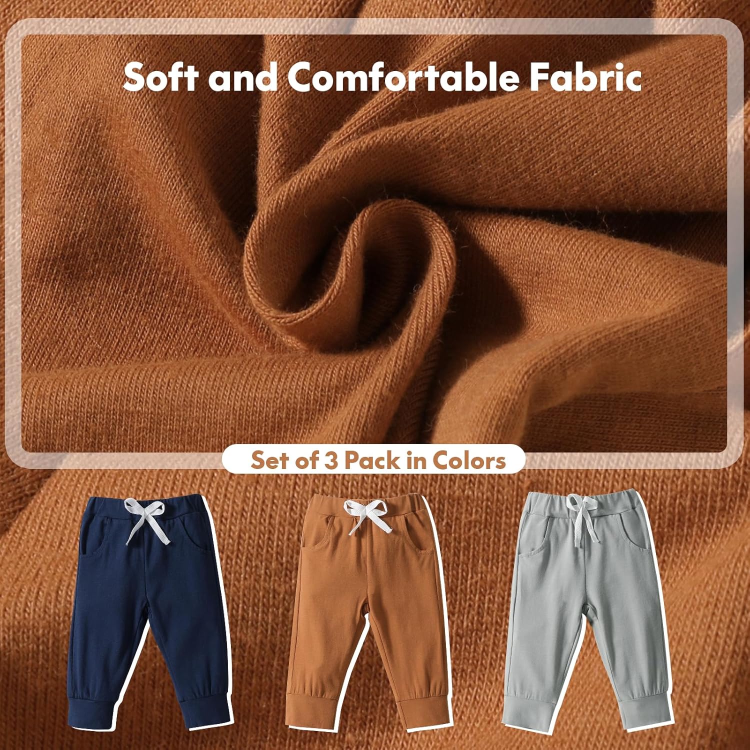 DREAM BUS Pack of 3 Toddler Jogger Pants with Pocket Toddler Boy Sweatpants Baby Boy Pants Infant Newborn Leggings - Image 5