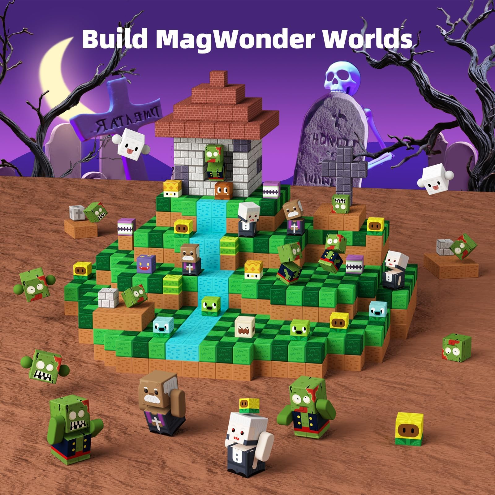 GobiDex Blocchi di Costruzioni Magnetiche per Bambini 100 Pzi, Blocks di Zomblock, Giocattoli Educativi per bambini, Regalo per Bambini e Bambine dai 3-10 Anni
