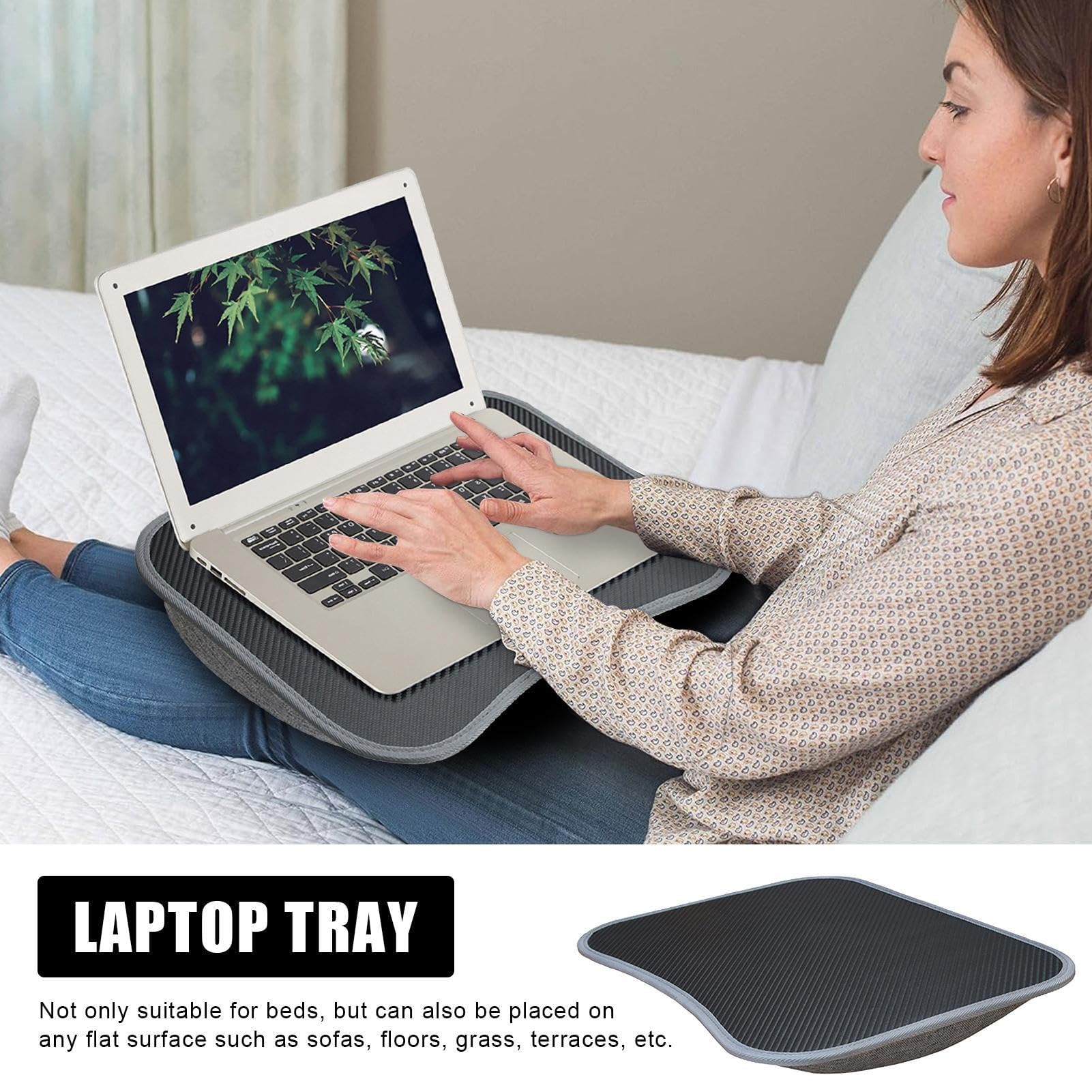 Przenośne biurko na laptopa – składany stół do pisania z wyściełaną tacą i uchwytem do łóżka, sofy, gier, biura, domu, nauki, pracy, czytania, przenośna stacja robocza