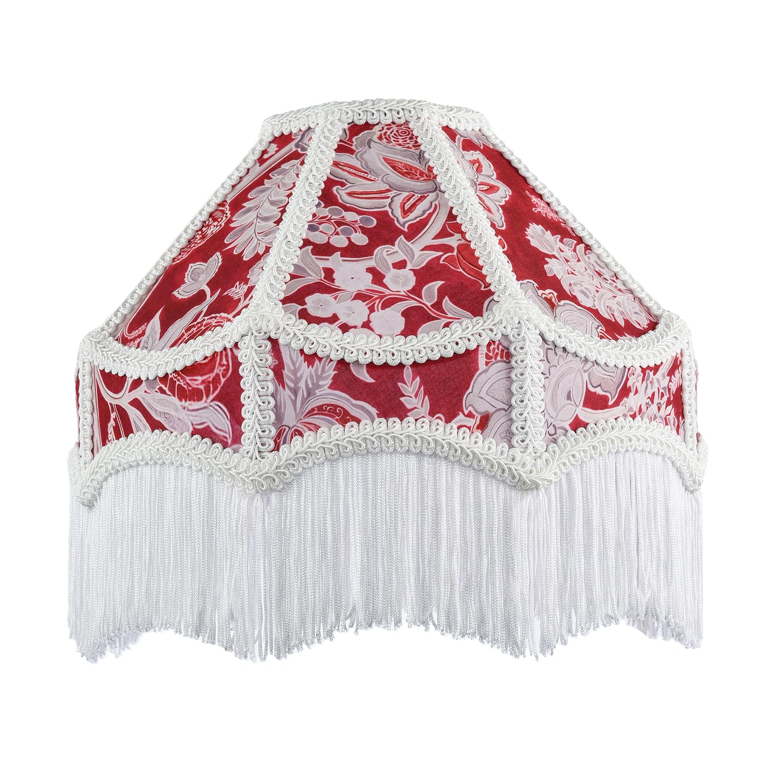 Happy Homewares Burgundy/Red Vintage Victorian Style Floral Pendant Shade In Fabric