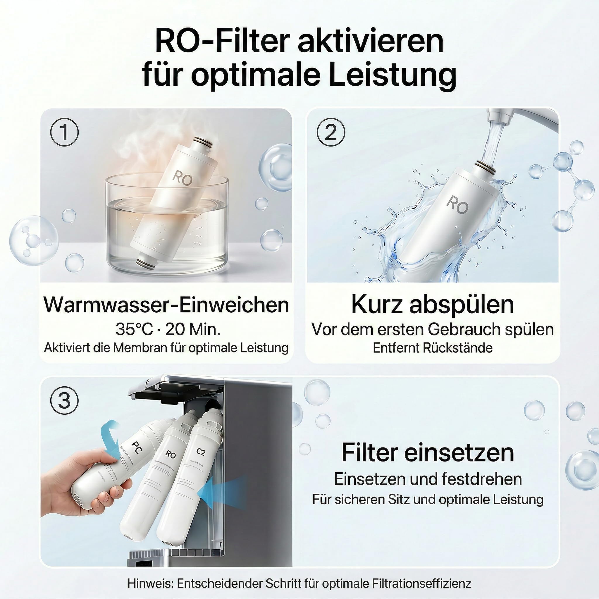 RO Membran Ersatzfilter für Puri V12 – 0,0001μm Umkehrosmose-Kernfilter, Reduziert Kalk & Schadstoffe, Kompatibel mit ZACHVO V12
