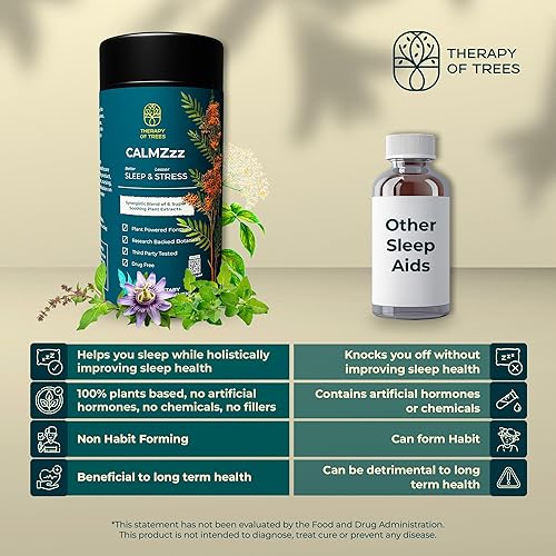 Miniatura 5 de CalmZzz - Suplemento natural para dormir y estrés  Ayuda para dormir sin melatonina  Raíz de valeriana, flor de la pasión, astaxantina, ashwagandha,