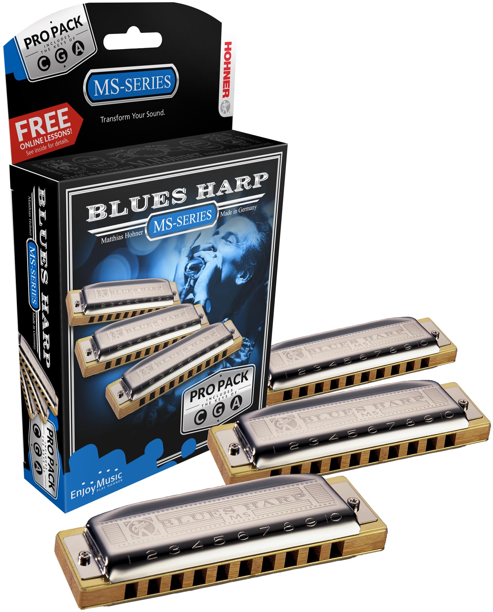 HOHNER Mundharmonika, Blues Harp MS, C/G/A, Pro Pack
