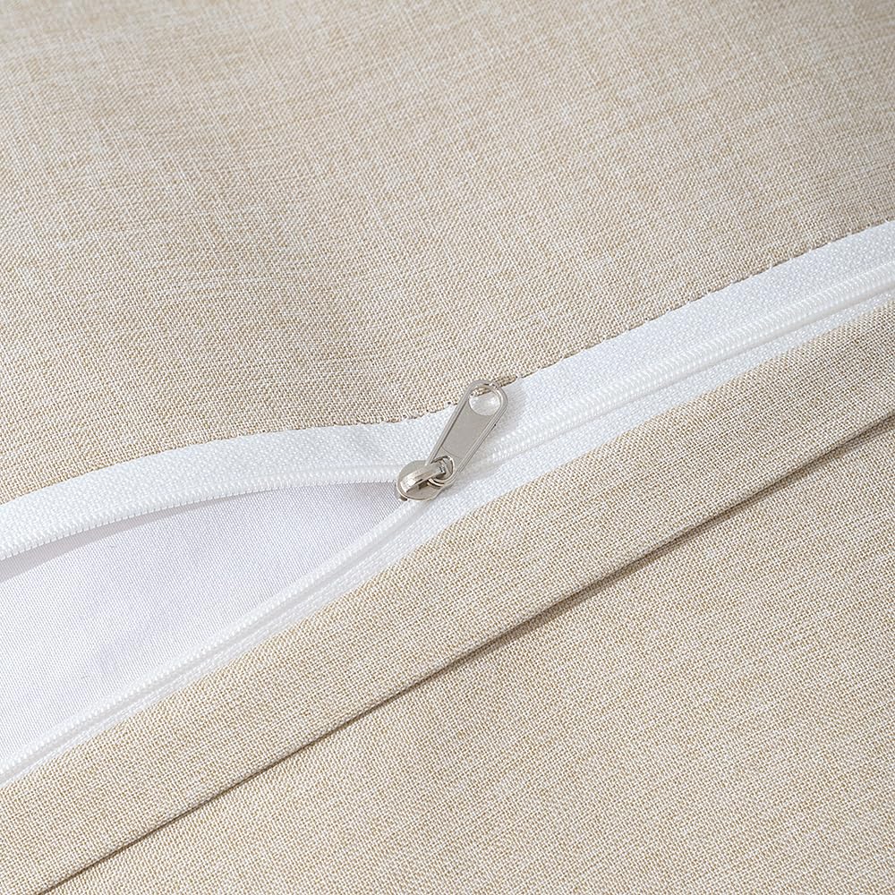 MIULEE Outdoor Cushions Waterproof Faux Linen Decorative Outside Cushion Covers Water Resistant for Garden Sofa Livingroom Chair Bedroom Tent Park Patio 45x45cm Set of 2 Beige - Image 3