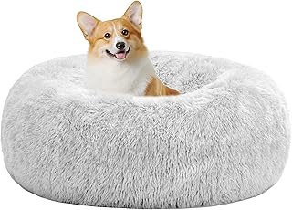 HMTOPE Orthopädisches Hundebett rund Hundekissen Hundesofa Katzenbett Donut Kuscheliges Hundekorb Waschbar, 70 cm Ø, Hellgrau product image