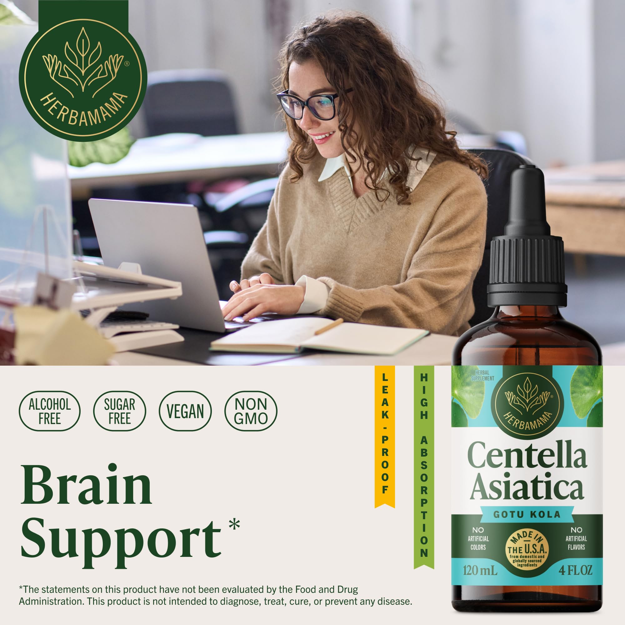 HERBAMAMA Gotu Kola Supplement - Brain Supplements for Memory and Focus — Amazon image 2