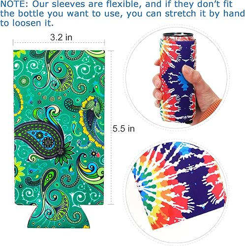 Miniatura 2 de 8 fundas delgadas para enfriar latas de 12 onzas para cerveza delgada y soda dura, soporte para enfriar latas altas y delgadas de neopreno colorido