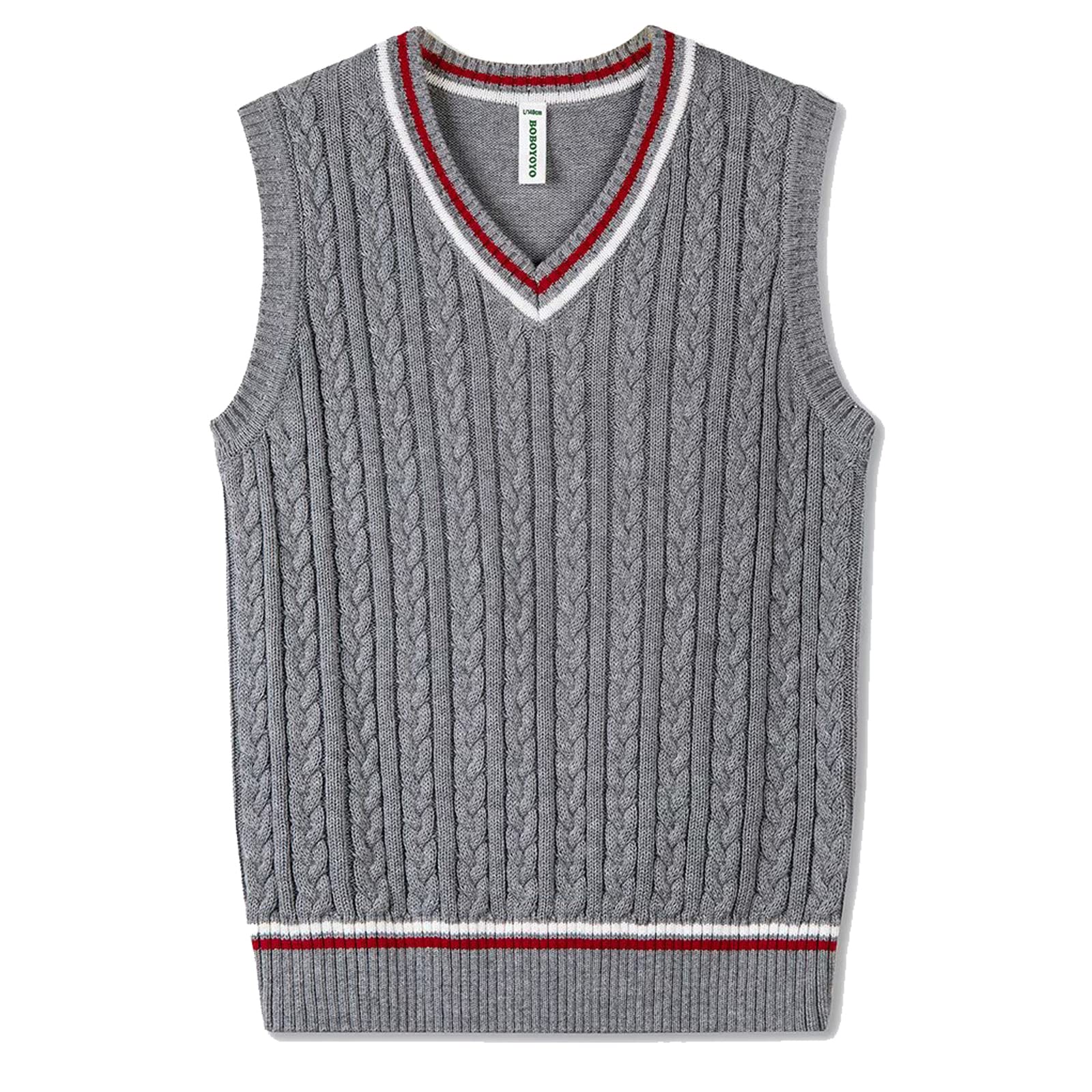 BOBOYOYO Boys Sweater Vest Unisex Cable Knit 100% Cotton Toddler Uniform Vest for Little Big Childrens Kids Teenage Girls