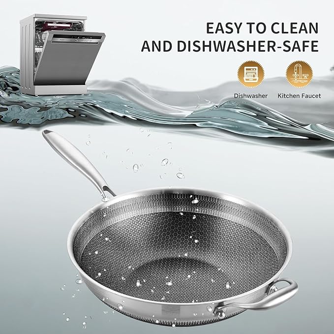 Wok de Acero Inoxidable con Tapa 14.5 Pulgadas LOLYKITCH miniatura 6