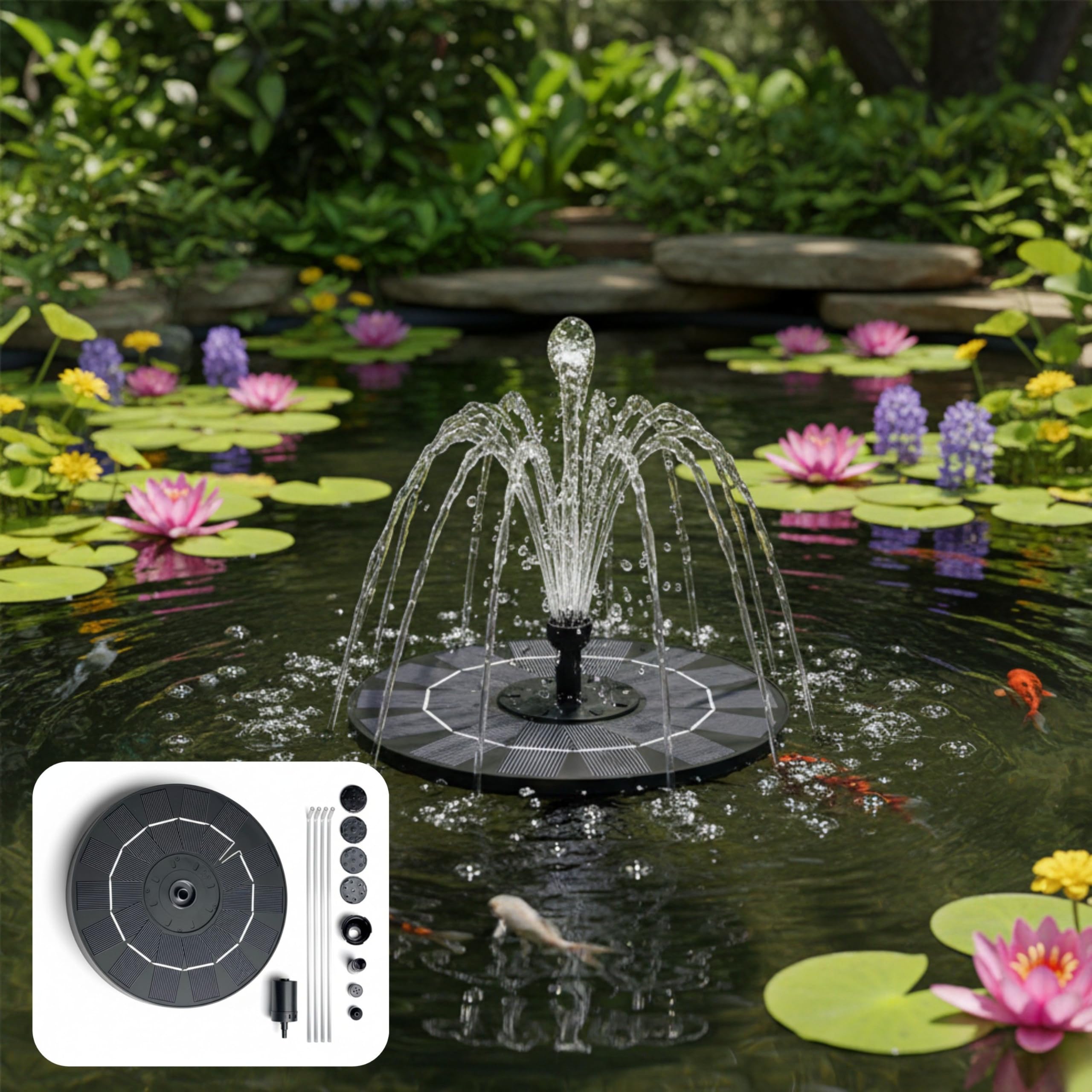 Solar Water Fountain - Garden Pump with 8 Nozzles -14 Solar Water Fountain - Garden Pump with 8 Nozzles -14