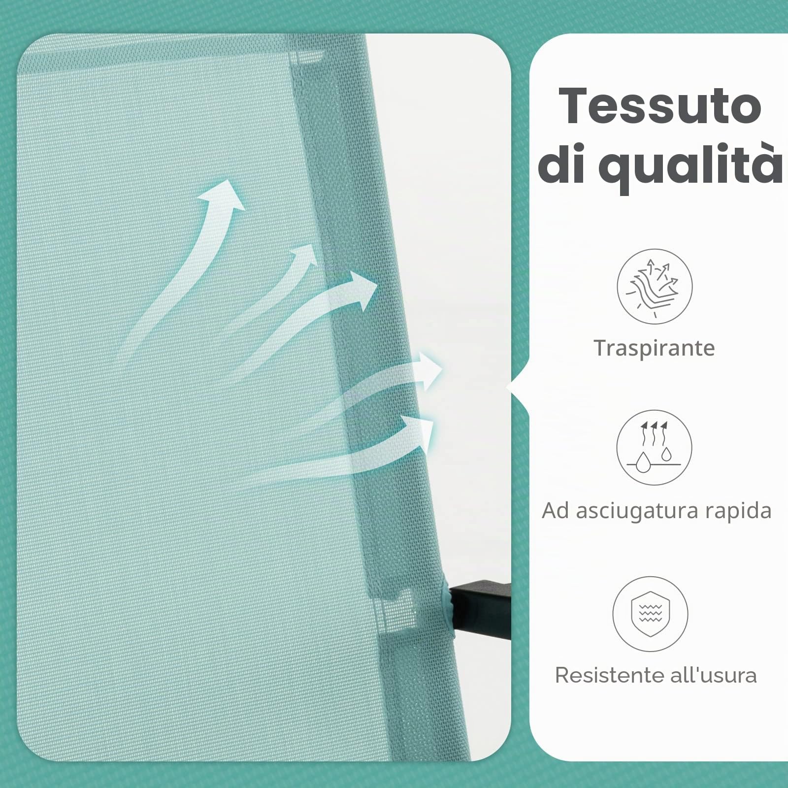 GIANTEX Set di 2 sedie da giardino pieghevoli, con schienale alto e bracciolo, resistenti alle intemperie, in metallo e tessuto, portata fino a 150 kg (verde menta)