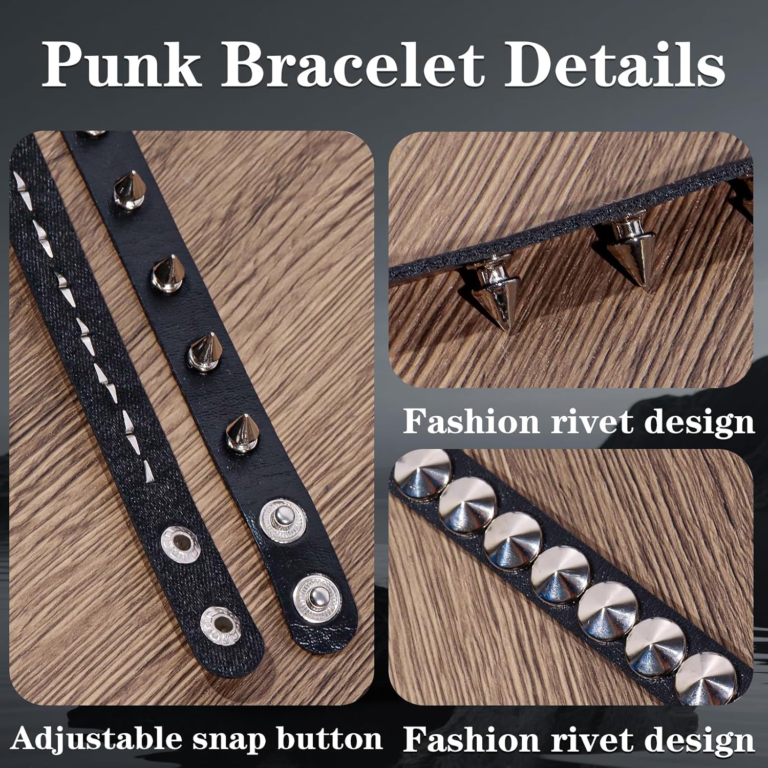 3Pcs Leather Choker Necklace for Women Heart Chain Choker Necklace Studded Bracelet Punk Gothic Emo Accessories for Halloween Outfits Cosplay - Image 4