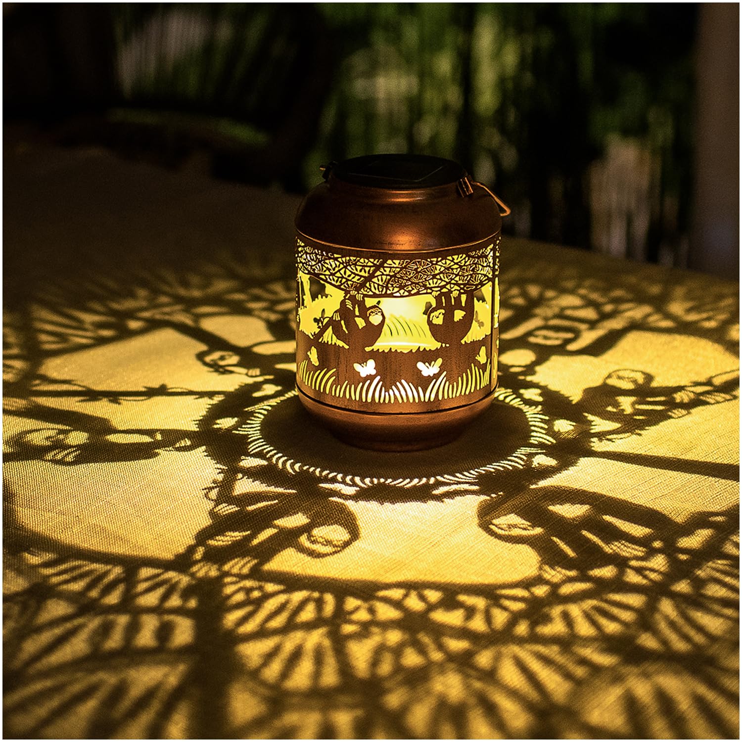 Faultier-Solarlaternen, wasserdicht, hängende Solarleuchten, Faultier-Geschenke für Damen und Herren, Metall, LED, dekoratives Licht für Hof, Terrasse, Rasen, Tisch, Weg, Landschaft, Gartendekoration