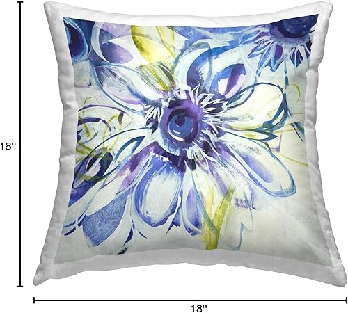 Miniatura 8 de Stupell Industries Liz Jardine - Cojín de 18 x 18 pulgadas, diseño moderno de flores azules