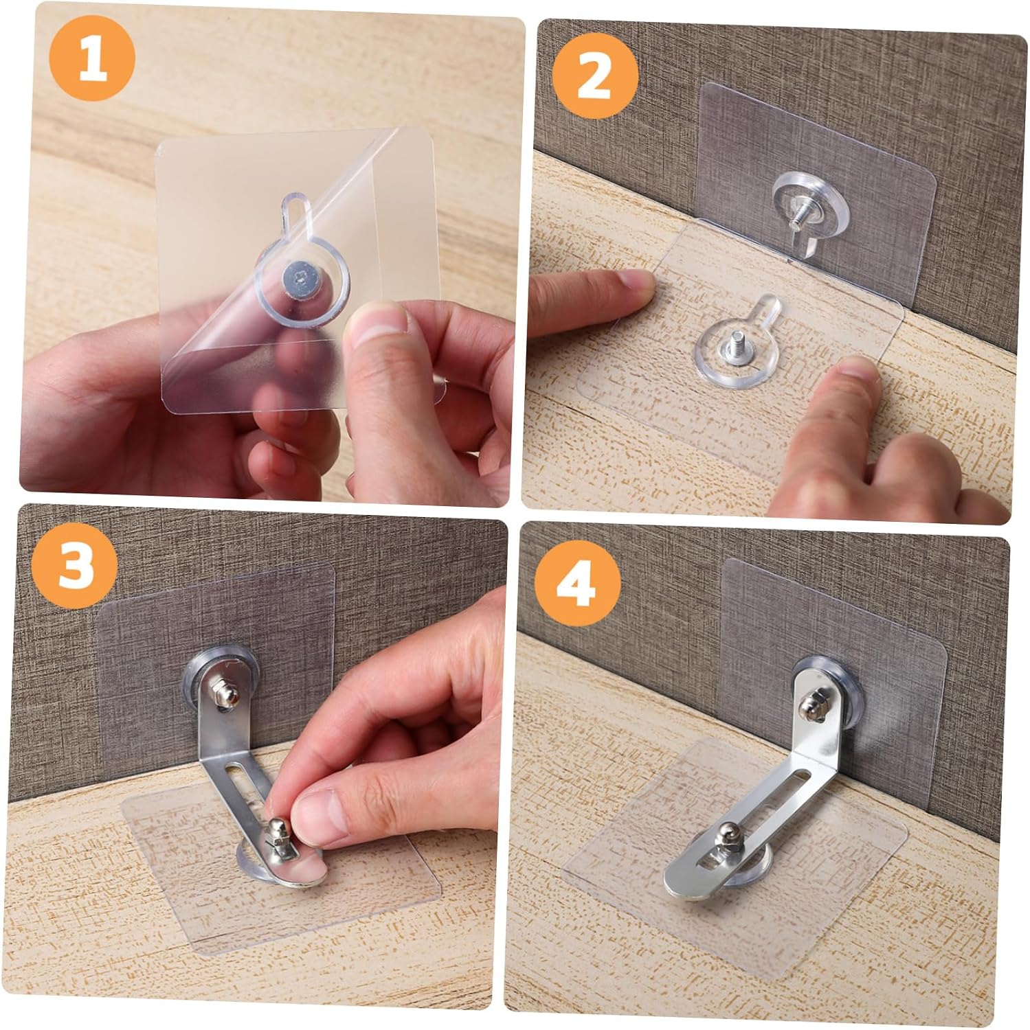 12pcs Heavy Duty Wall Hooks No Drilling Adhesive Furniture Anchors for Cabinets Bookshelves Kitchen Decor