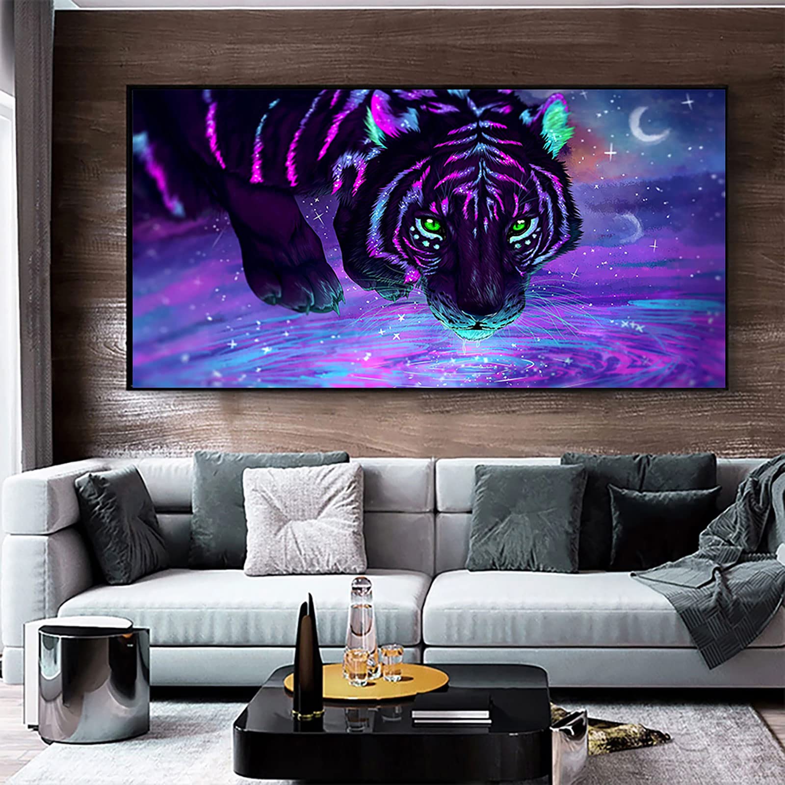 Instarry 5D Diamond Painting Peinture Diamant Tigre au Clair de Lune Home Décoration 120x60 cm