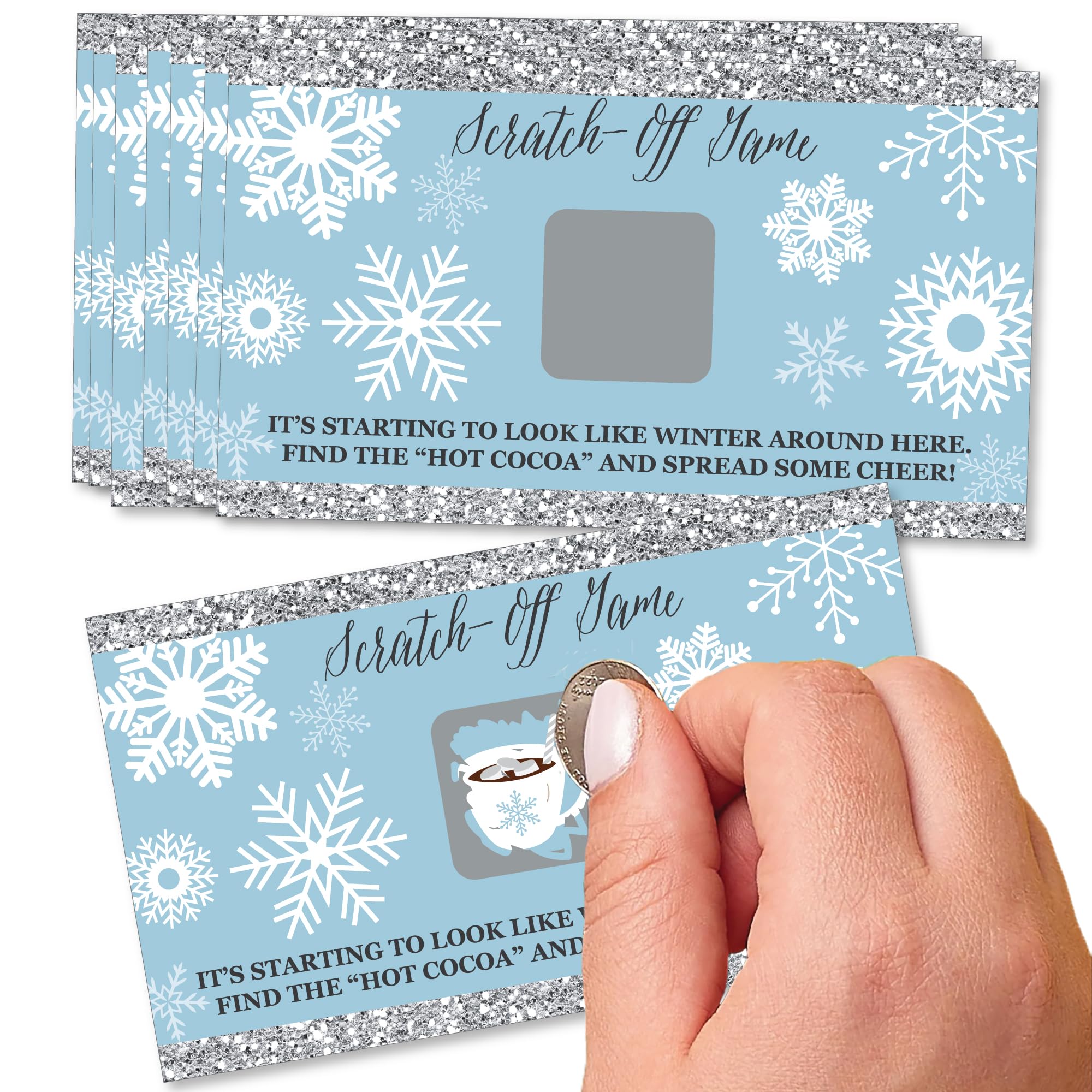 Big Dot of Happiness Winter Wonderland - Snowflake Holiday Party and Winter Wedding Game Scratch Off Cards - 22 Count