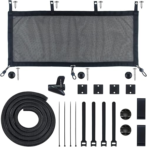 OASHISU Organizador de cables de poliéster de 26 pulgadas para debajo del escritorio organizador de cables de malla elástica gestión de bandeja de