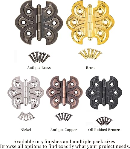Miniatura 6 de Bisagras de mariposa chapadas en cobre antiguo, paquete de 2, bisagras de puerta de gabinete de montaje en superficie, herrajes para muebles,
