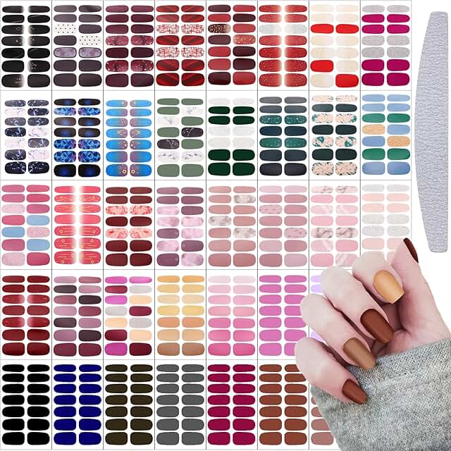 Maitys 560 Pieces 40 Sheets Full Wrap Nail Stickers Nail Polish Strips D...