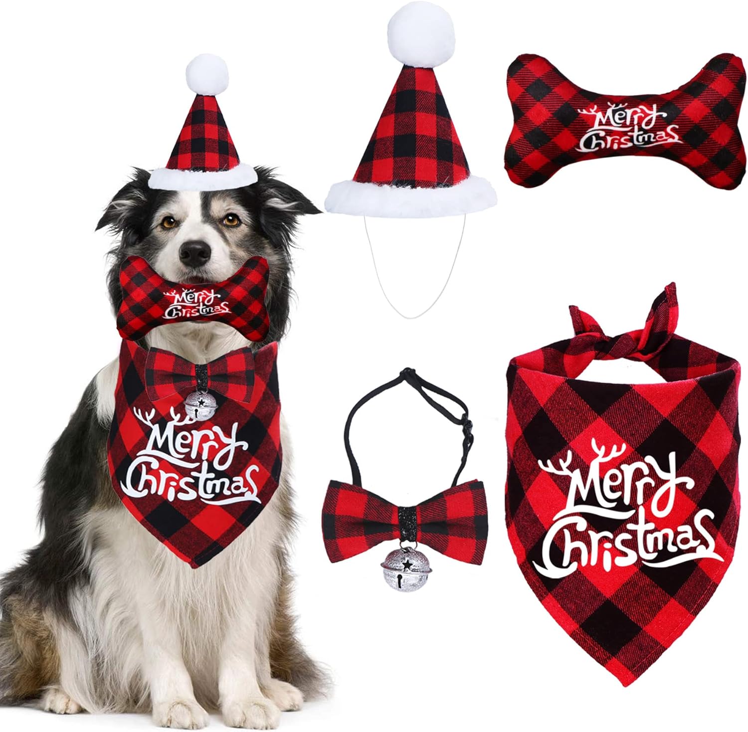 STMK Christmas Dog Outfits, Christmas Dog Bandanas Scarf Dog Santa Hat