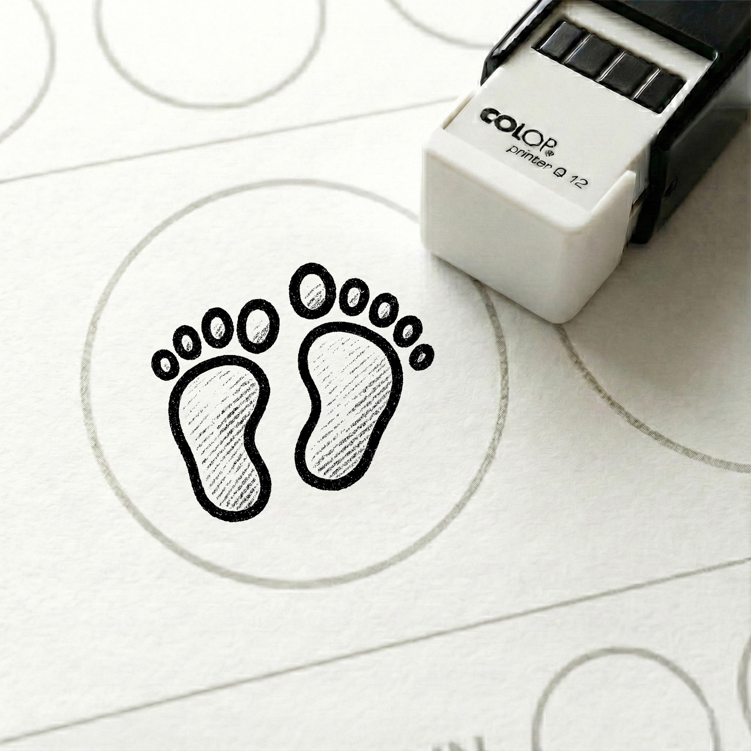 Dekolando Bonus Stamp Feet Footprint 10 x 10 mm - Bonus Card Stamp for Foot Care Podiatry Beauty Studio Wellness - Stamp Bonus Card Customer Card Stamp Card