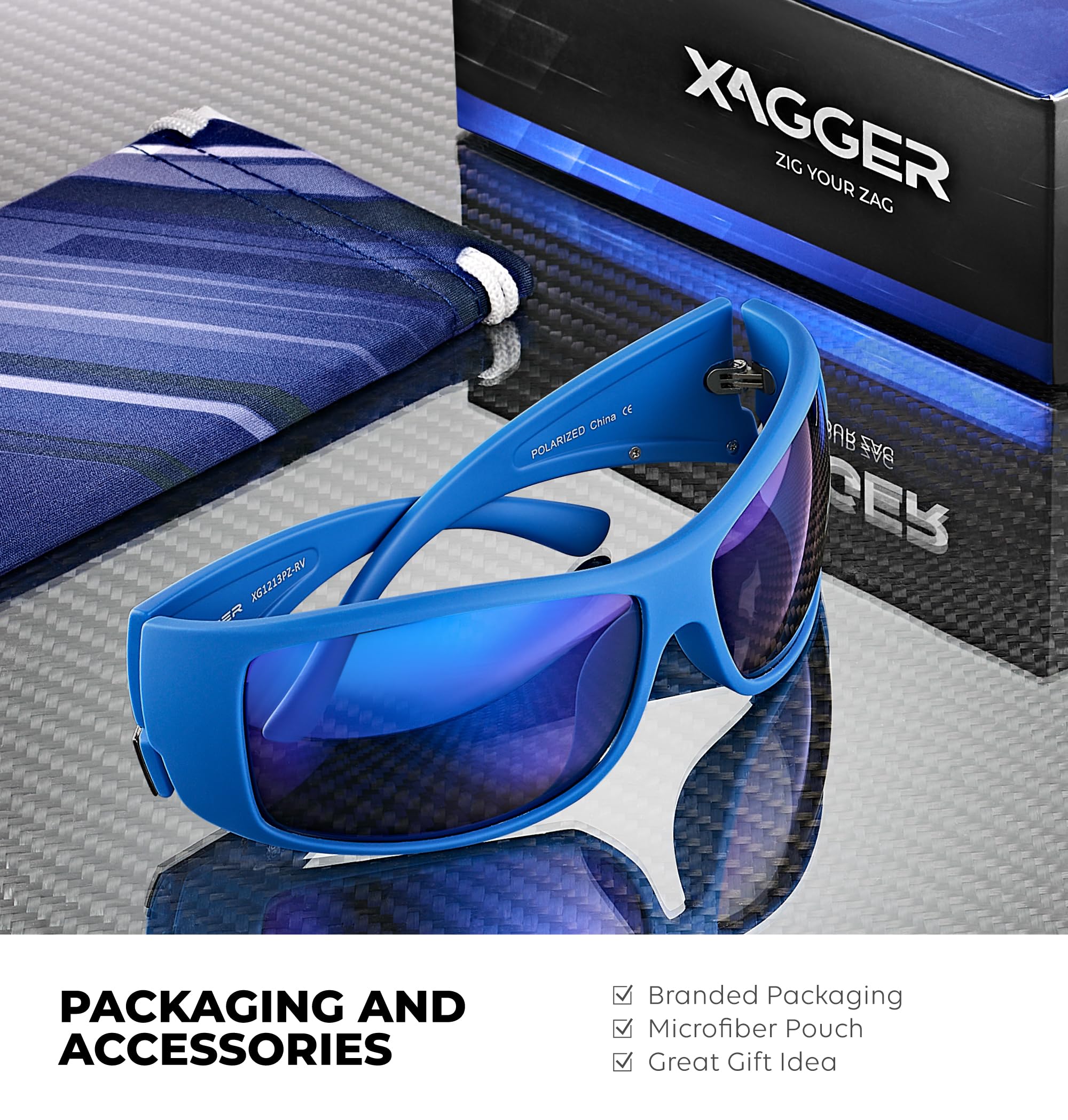 Xagger Polarized Wrap-Around Sport Sunglasses - TR90 Frame, UV400 Protection For Men & Women