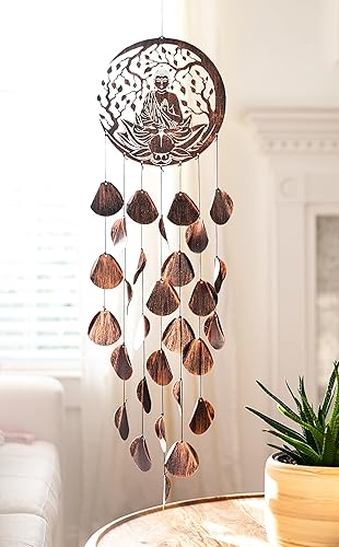 Vista 7 de VP Home Carillón de viento brillante de Buda Serenity para decoración de jardín al aire libre Buda Zen Serenidad