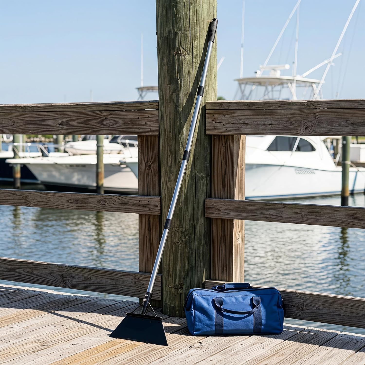 Kisangel Heavy Duty Boat Hull Scraper with Ergonomic Handle, Stainless Steel Wide Blade Cleaning Tool for Removing Marine Growth and Mussels on Yachts and Large Vessel Hulls, 68 Inch Long