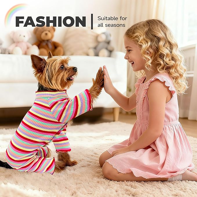 Pijama de Perro Rayas Elástico Manga Larga XS Rojo miniatura 7