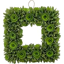 Galt International 19 Woodchip Rose Wreath - Intricate Holiday Front Door Wreath Beautiful Indoor & Outdoor for Christmas Fall Autumn Harvest 19 Square Green