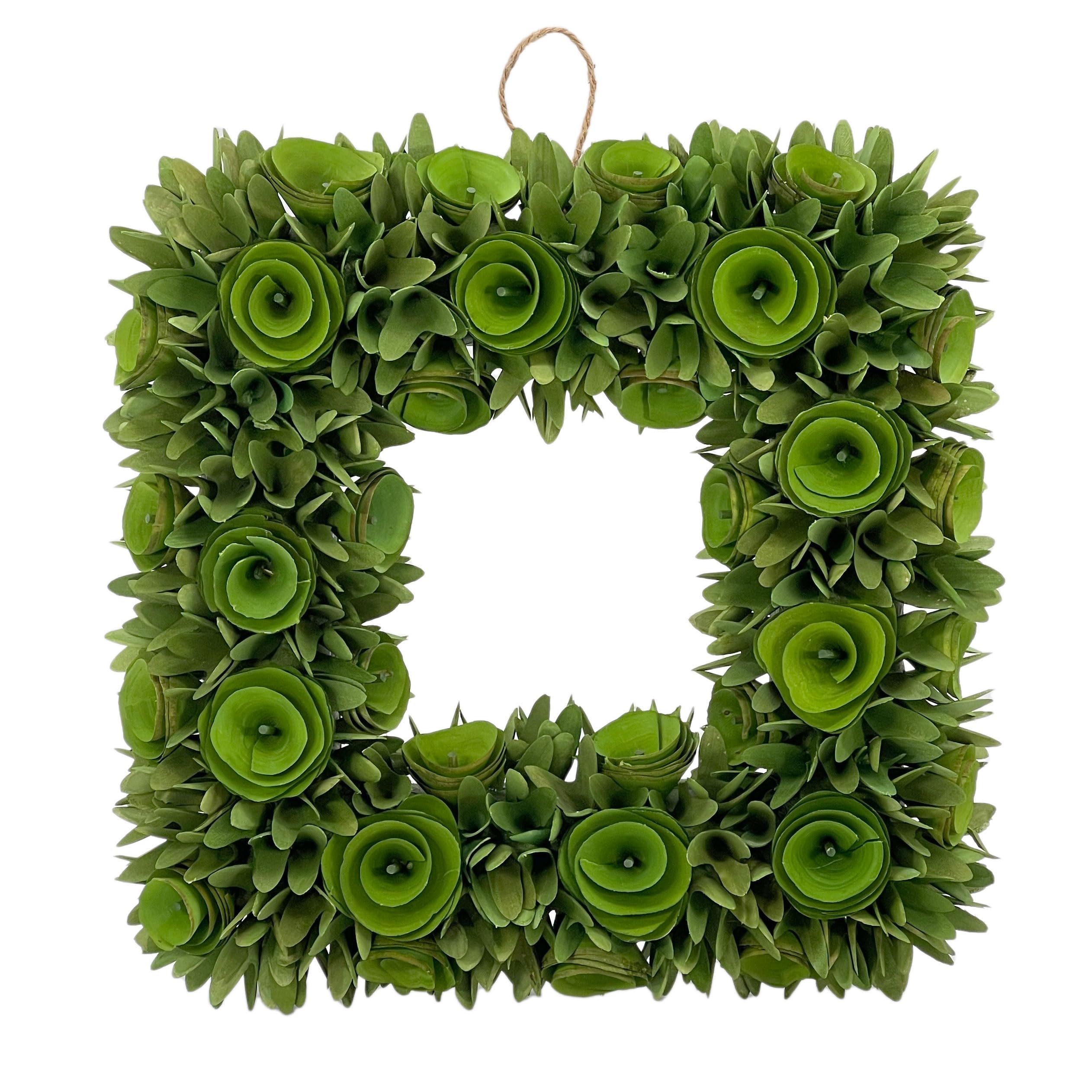 Galt International 19 Woodchip Rose Wreath - Intricate Front Door Wreath - Beautiful Indoor and Outdoor Wreath for Any Season - 19 Square Wreath (Green)
