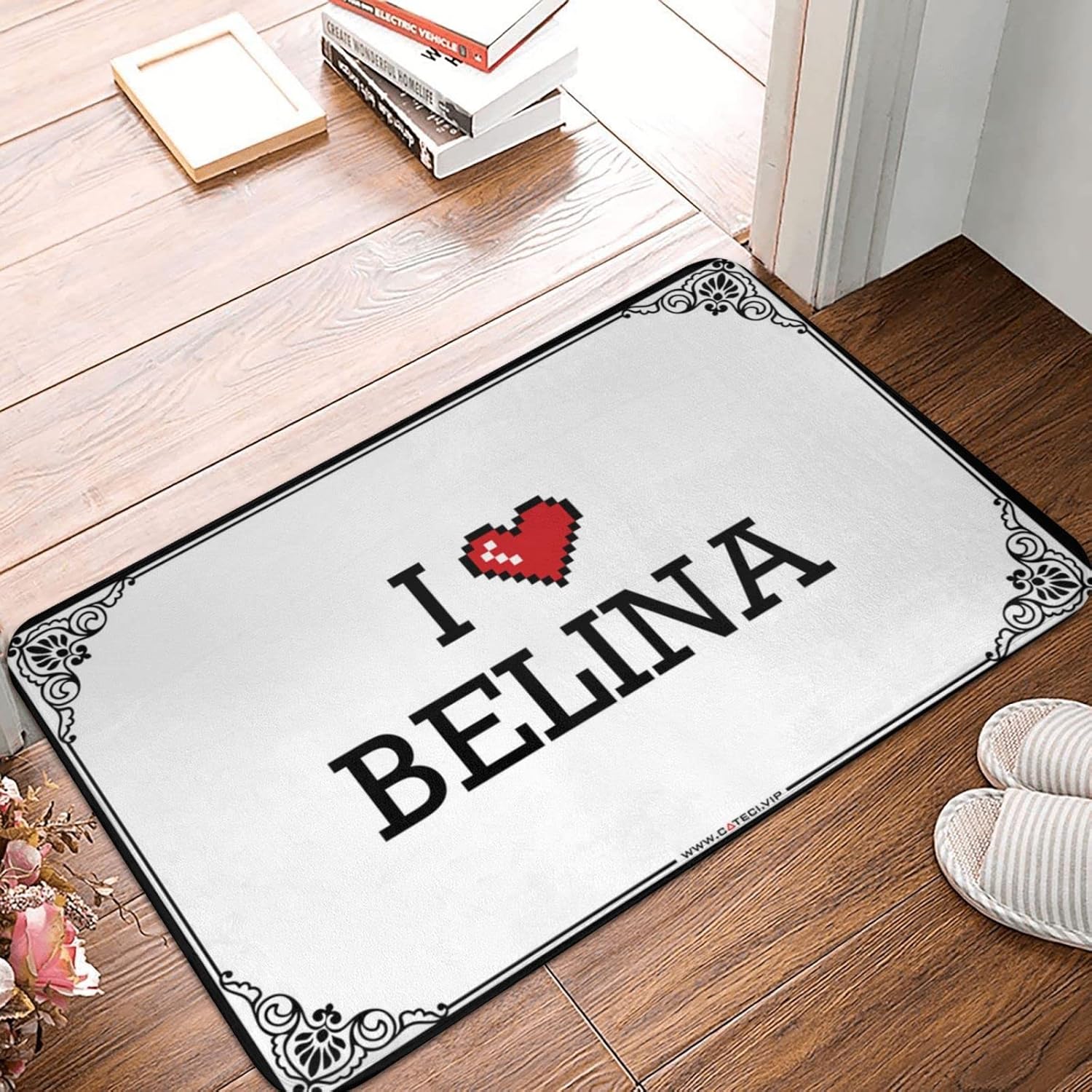 Funny Outdoor Decor I Love Belina Doormat Funny Floor Mats for Front Door Summer Floor Mat (Color : Colour, Size : 65X90CM)