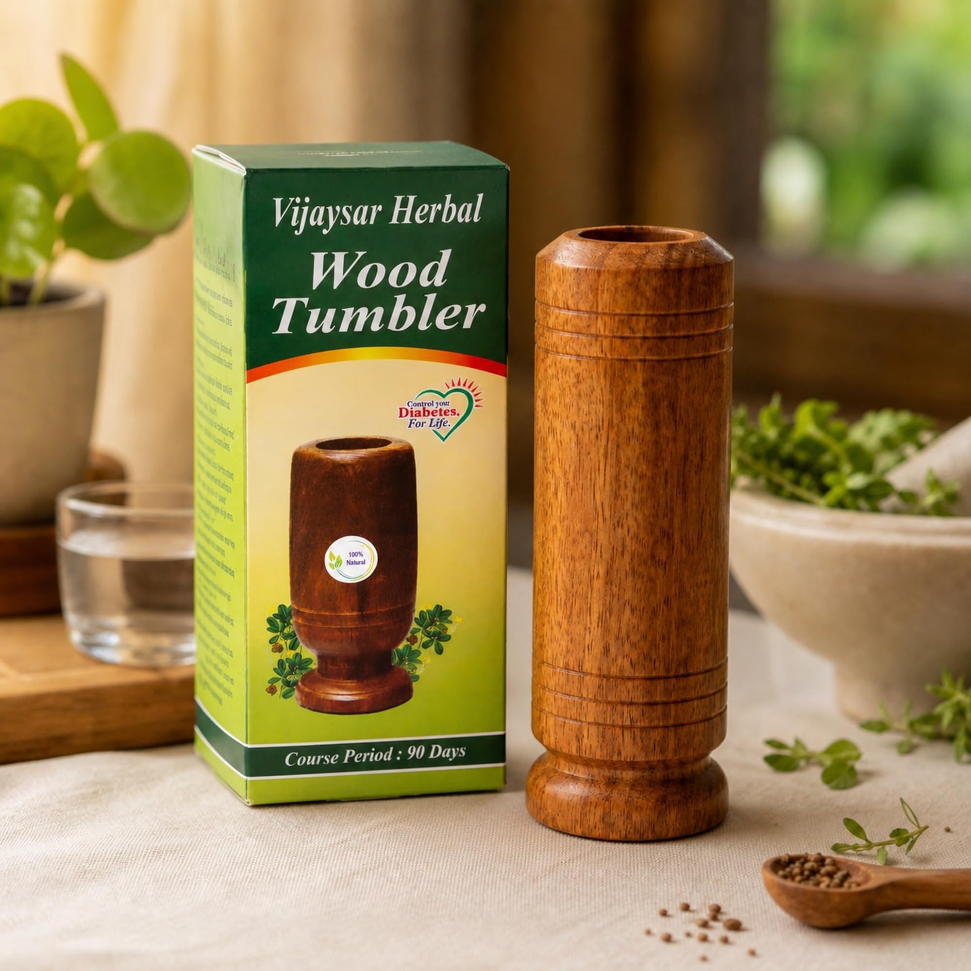 Dream Layers Vijaysar Wood Glass for Diabetes | Lab Certified Approved by Ayurvedic Doctor | Natural Ayurvedic Herbal Wooden Sugar Care Glass 80 ml, Bija Wood Drinking Water Cup for Sugar Balance