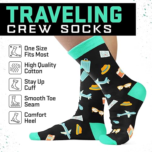 Miniatura 6 de Regalos de viaje calcetines divertidos para hombres y mujeres, regalo único para viajeros, regalos ideales para hombres