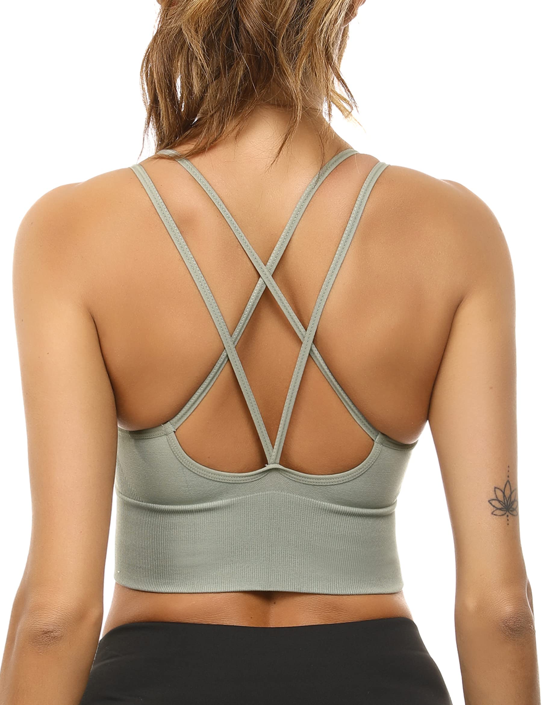 Sykooria Reggiseno Sportivo Donna Top Reggiseno Donna Senza Ferretto con Imbottito Top Donna Fitness Supporto Bustino per Yoga Running S-XL