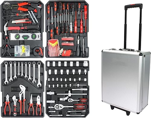 Herramientas y herramientas de mejora para el hogar - Juego para mecánicos juego completo de artesanos con kit de juego de cerradura, caja de