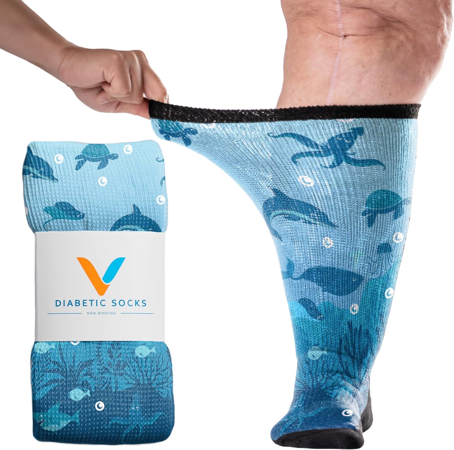 Viasox Diabetic Socks for Men & Women, Non Binding Top, Seamless Toe, Loose Fit