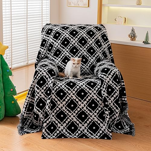 Miniatura 31 de Funda de sofá a rayas, estilo bohemio, funda de sofá para perros, fundas de sofá grandes para sofá biplaza, fundas de sofá de chenilla, lavables