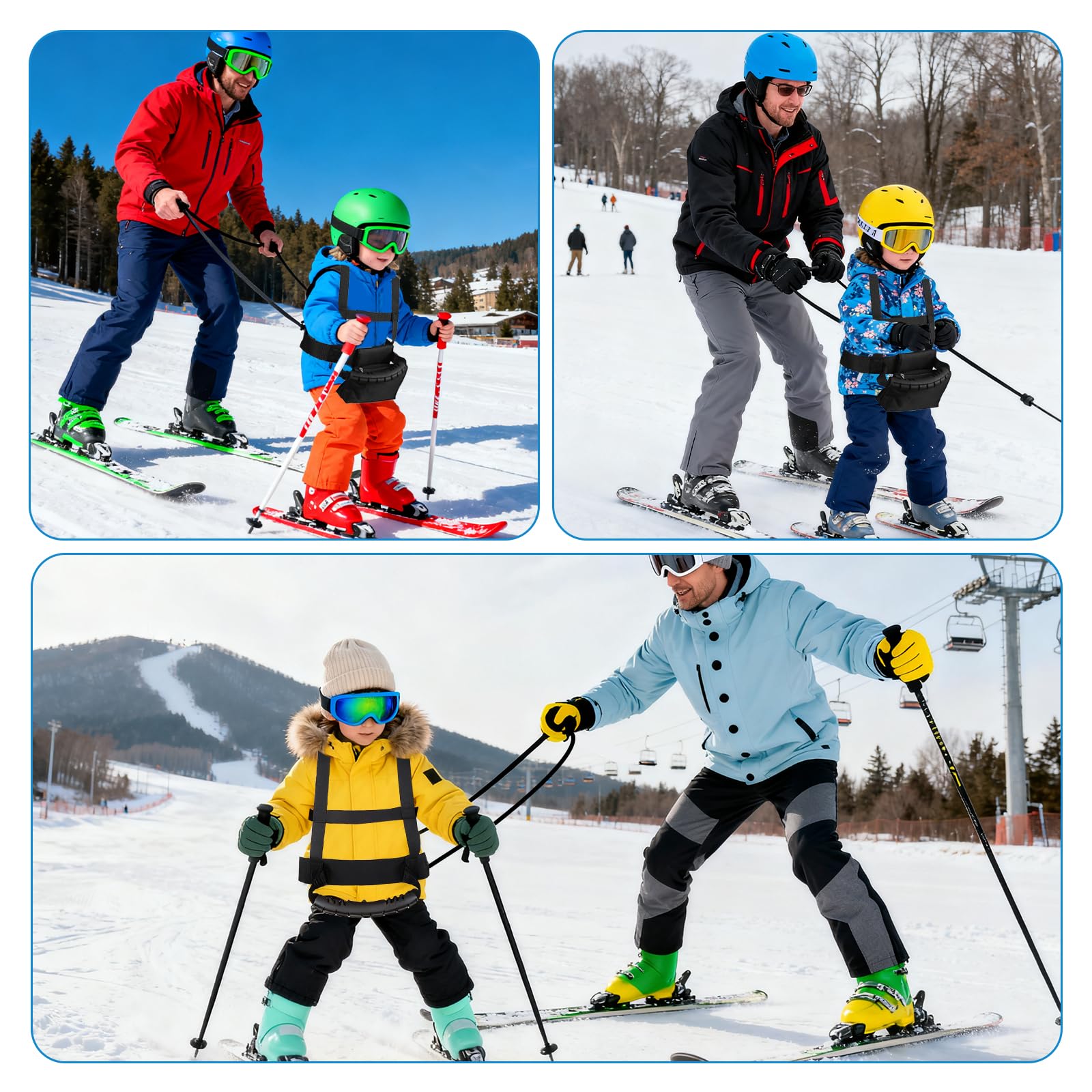 Pasek narciarski i snowboardowy dla dzieci, pasek narciarski ze zdejmowanym paskiem i torbą, dziecięcy pasek na ramię do jazdy na nartach, pas treningowy do jazdy na łyżwach, kontrola