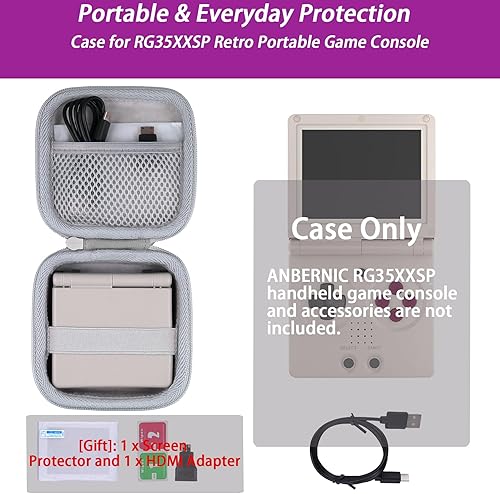 Miniatura 3 de khanka Estuche de viaje rígido de repuesto para RG35XXSP Flip Portable Flip Retro Handheld Game Consola, solo funda (blanco)