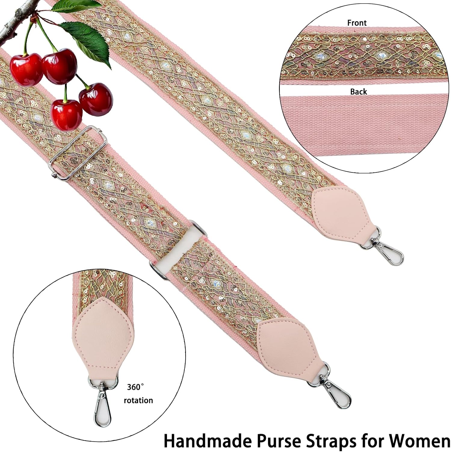 Purse Strap Replacement Crossbody Wide Shoulder Strap Adjustable Striking Straps Handbag Belt（2” Width image 3