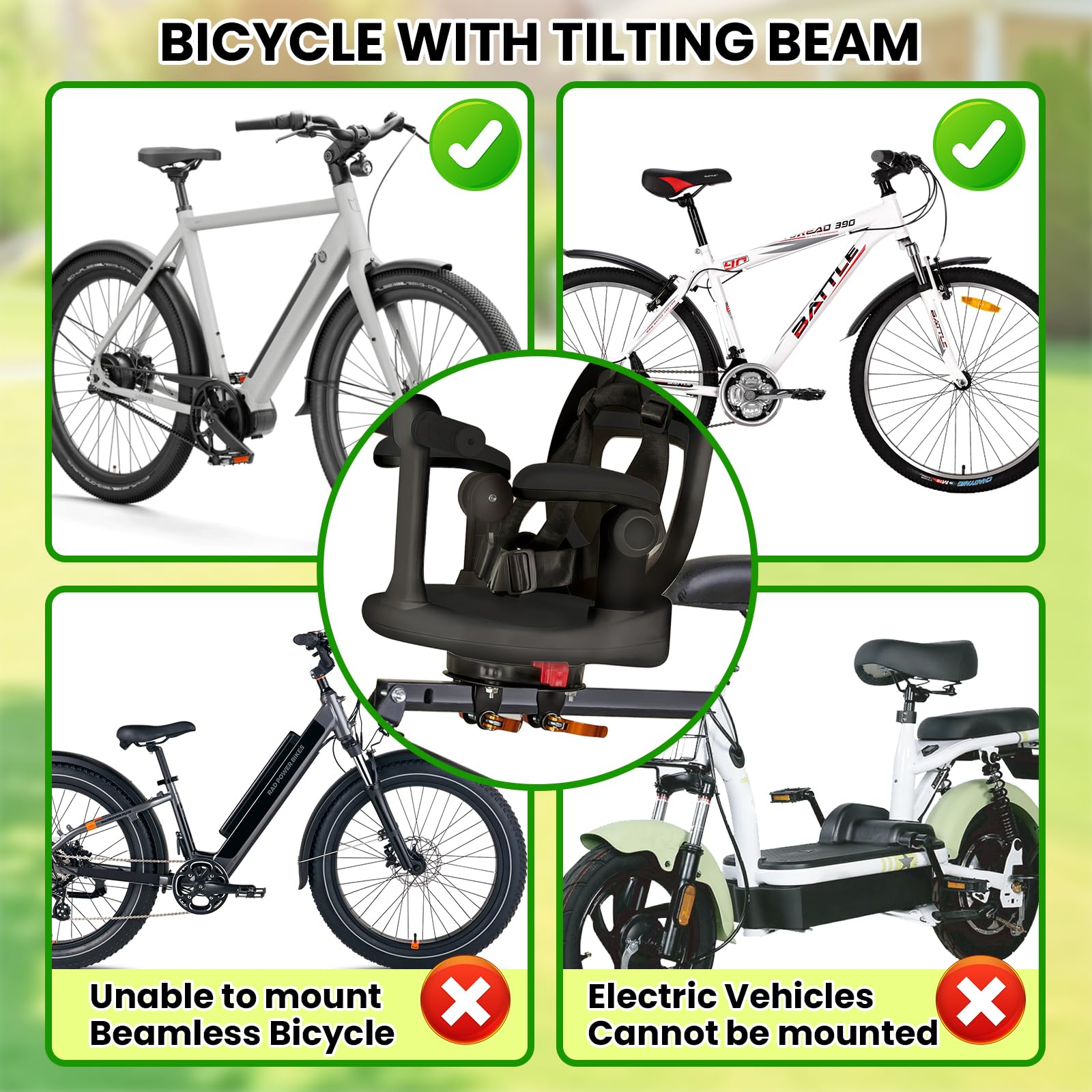 auvstar Asientos De Bicicleta Montados Delanteros para Niños,Asiento Infantil para Bicicleta De Montaña,Infantil Delantero Plegable